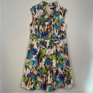 Jessica Howard Sleeveless Fit and Flare Ruffle Midi Dress. Earth tones. Size 12.